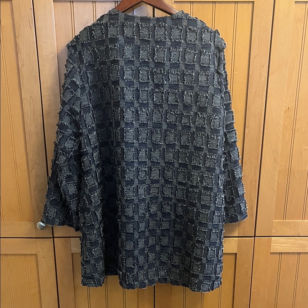 Yushi Chic Blue Textured Women's Coat - Picture 5 of 5